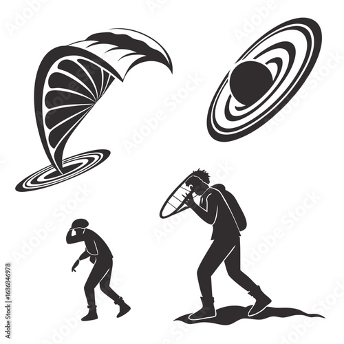 Black hole wormhole abstract figures silhouette cosmic