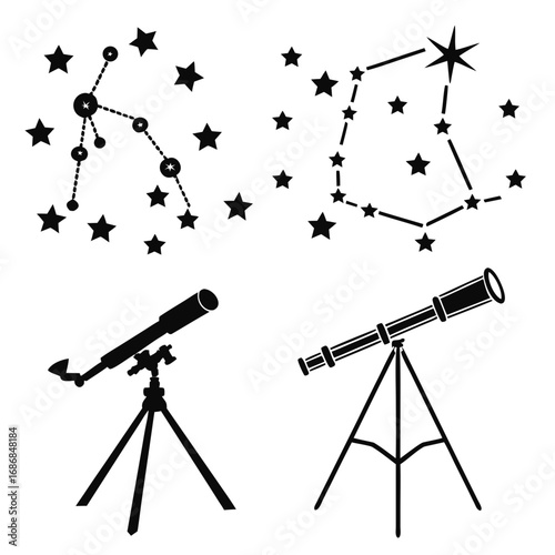 Celestial constellations and astronomical telescopes astronomy stargazing