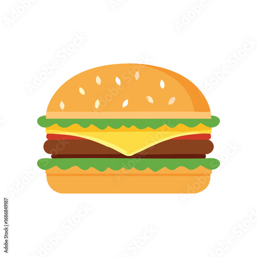 Delicious burger with cheese and lettuce hamburger food