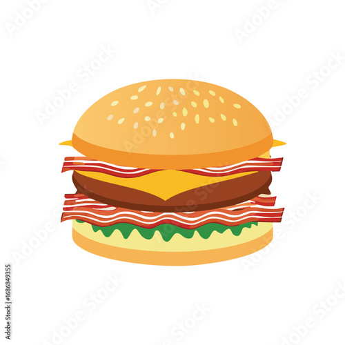 Juicy bacon cheeseburger with lettuce and cheese vector