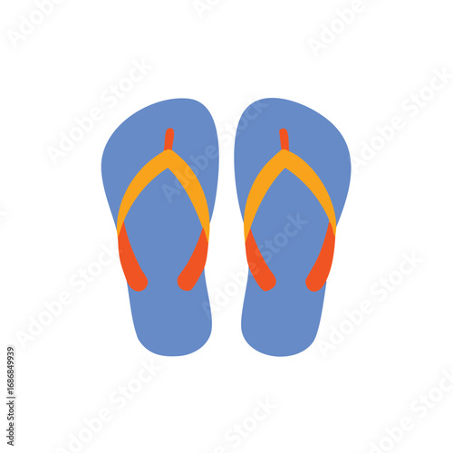 Blue orange flip flops summer beach