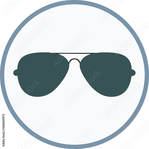 Dark aviator sunglasses with blue circular border dark lenses blue circle