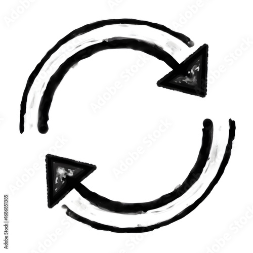 Circular Arrow: A bold illustration of two opposing arrows, forming a complete circular loop, symbolizing continuous motion and cyclical processes.
