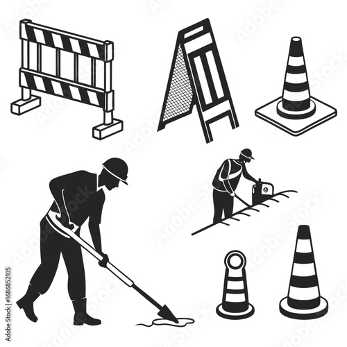 Roadwork construction safety equipment and workers barrier cone