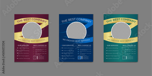 A4 business flyer template in different colour variation vector design