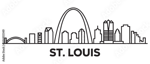 St . Louis Line Art skyline horizontal banner. Black St . Louis, Missouri. Vector template for your design. with white background