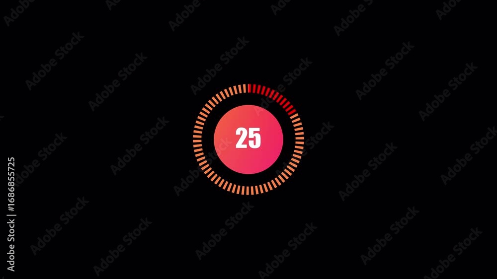 30 Second Countdown Timer Animation with Dash Fill Effect | Smooth Number Countdown 30–0