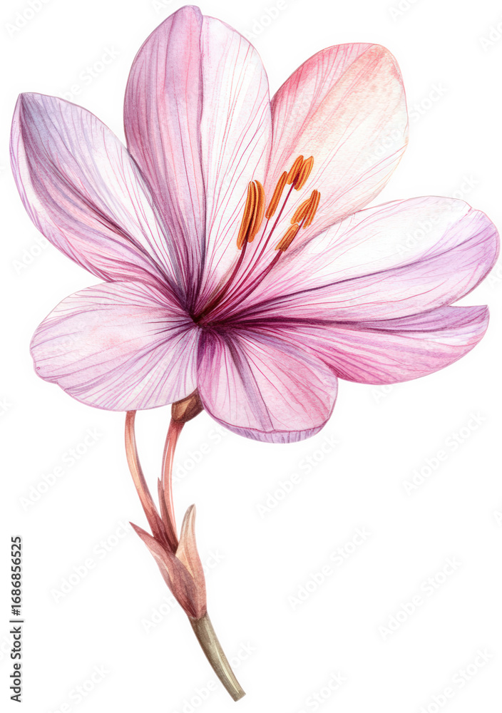 Naklejka premium Watercolor painting of a purple flower isolated on transparent background