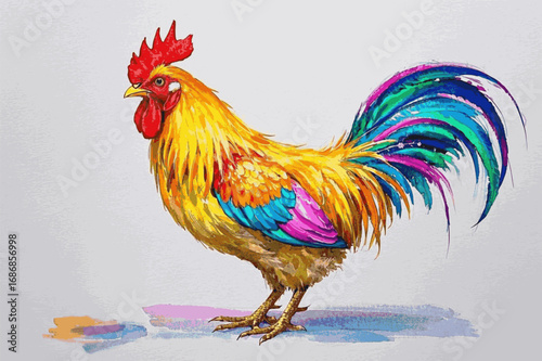 Watercolor Cockcrow Pastel colored rooster isolated vector illustration svg