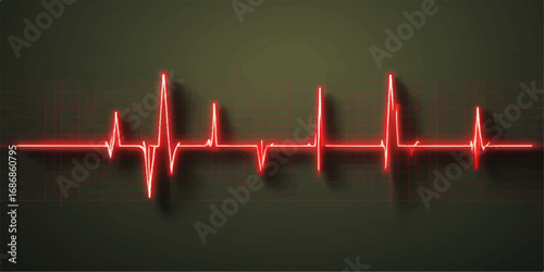 Abstract red heartbeat line on a medical monitor showing a healthy cardiogram