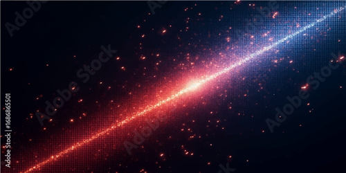 An abstract celestial design featuring a vibrant nebula and a scattering of bright stars within a cosmic blue universe