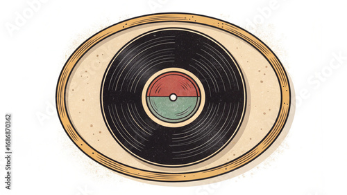 Vintage Vinyl Record in Eye Shape Frame music
