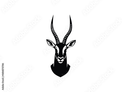 silhouette vector illustration of a antelope head isolated with white background	