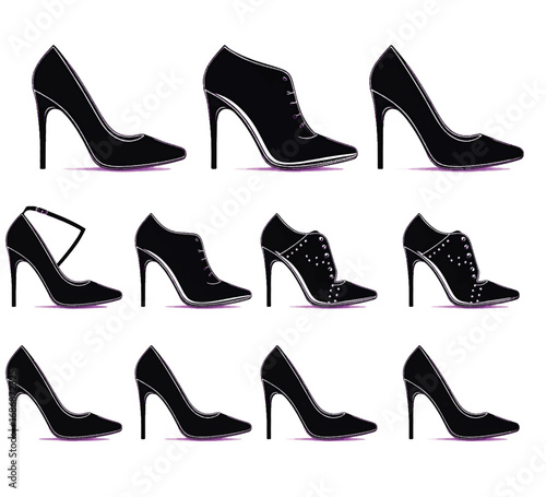 I see the image — it shows a **pattern puzzle with high-heeled shoes** in different styles and arrangements.