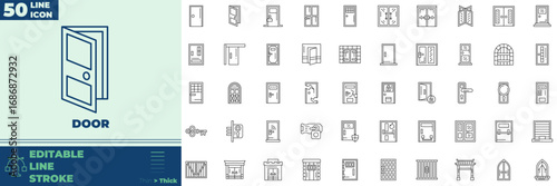 Door Line Editable Icons set. Vector illustration in modern thin line style of door icons: door, enter, doorway, etc