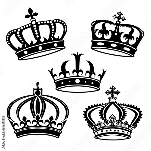 Royal crowns emblems ornate regal vector