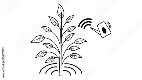 Watering plant leaves garden growth nature agriculture gardening irrigation growth leaves plant watering can isolated on transparent background 