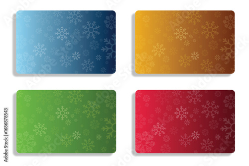 Set of colorful gift cards with snowflake pattern for Christmas and holiday season