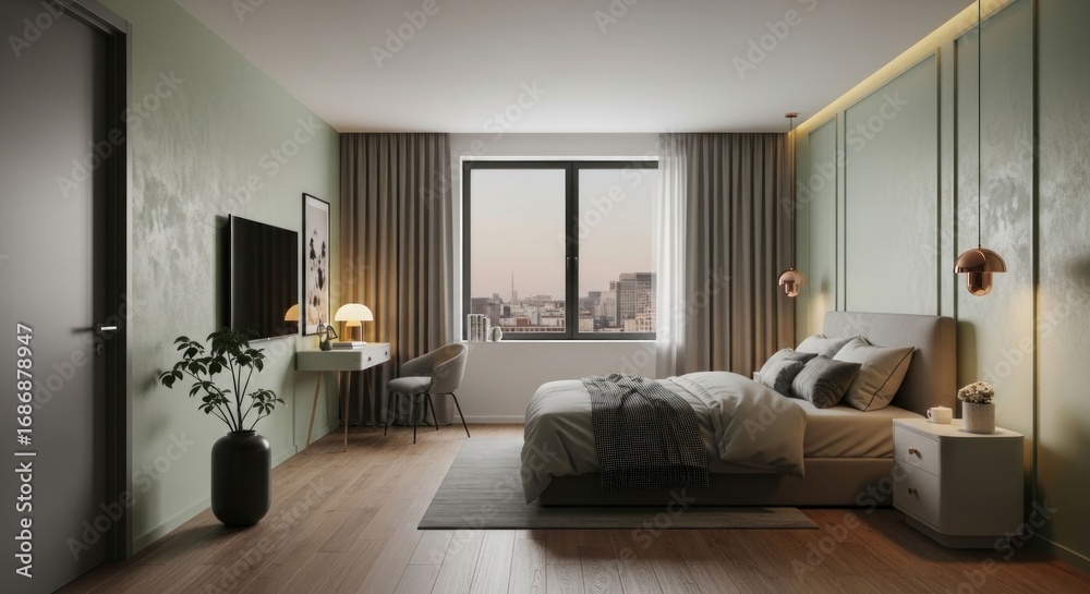 Fototapeta premium bedroom with minimalist interior