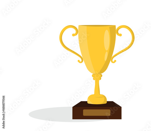 Golden trophy cup award isolated on white background