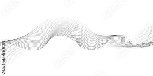 Abstract geometric grey, white smooth element swoosh speed wave modern stream background. Wave with lines created using blend tool. Abstract frequency sound wave lines and twisted curve lines backgrou