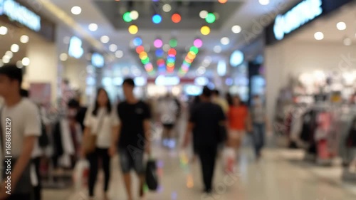 Wallpaper Mural Blurred People Walking in Shopping Center With Festive Ceiling Lights During the Daytime Around Midday in Southeast Asia Torontodigital.ca