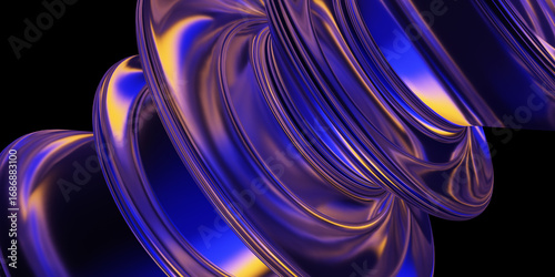 Fototapeta Naklejka Na Ścianę i Meble -  Glass shape with colorful reflections background. 3d rendering illustration.