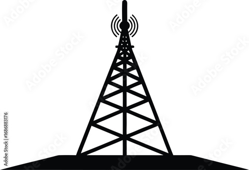 broadcast tower silhouette vector illustration