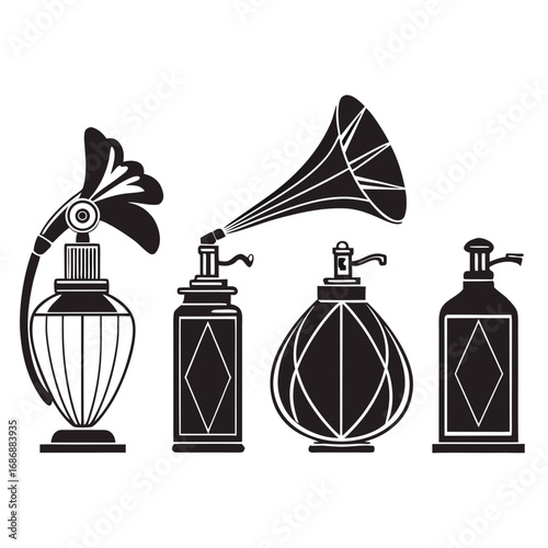 Antique perfume bottles and atomizer vintage retro