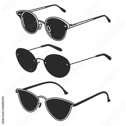 Assorted black eyewear silhouettes sunglasses eyeglasses