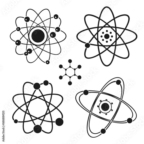 Atom molecule structure icons science physics