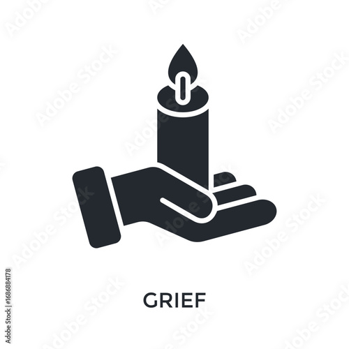Grief Icon Glyph Style. Vector Illustration For Graphic Design
