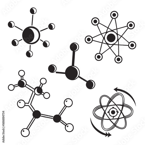 Black atom molecule structures science chemistry