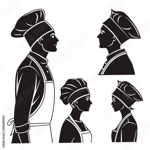 Chef hat and apron silhouettes hats aprons