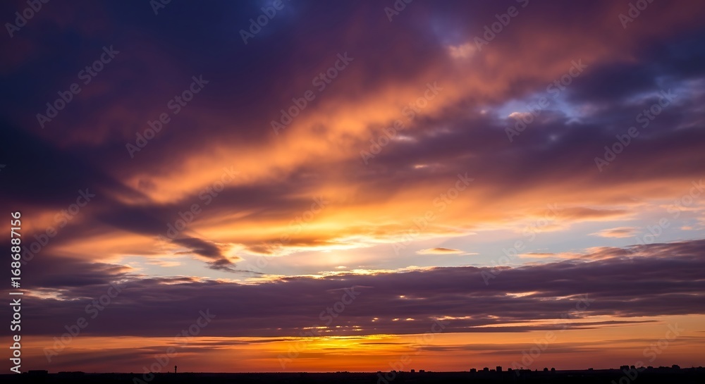Obraz premium Dramatic Sunset Cityscape Sky.