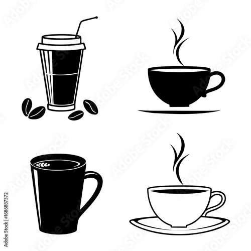 Coffee cup icons beverage drinks cold