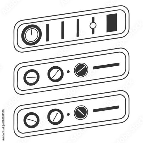 Control panel elements dial switch slider vector