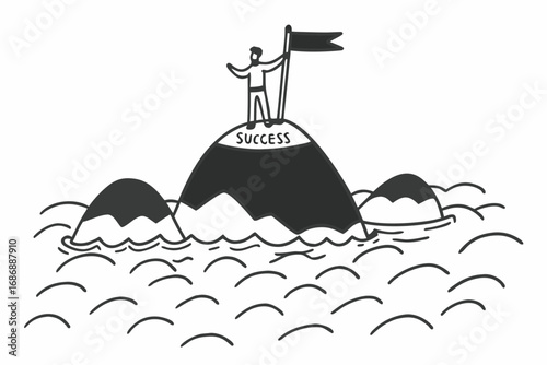 Vector hand drawn doodle sketch of navigating business challenges isolated on white background