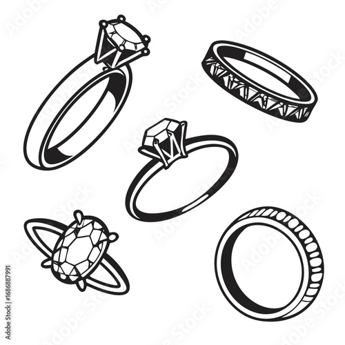 Diamond engagement wedding band ring icons jewelry