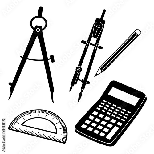 Drafting tools and calculator compass divider