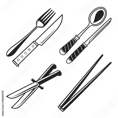 Fork knife spoon chopsticks set cutlery