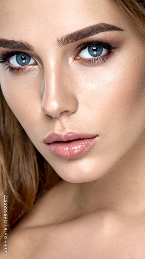Fototapeta premium close up female face beauty natural make up
