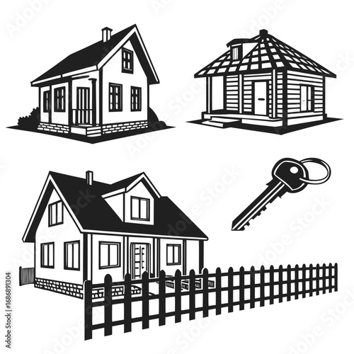 Houses and real estate icons home building