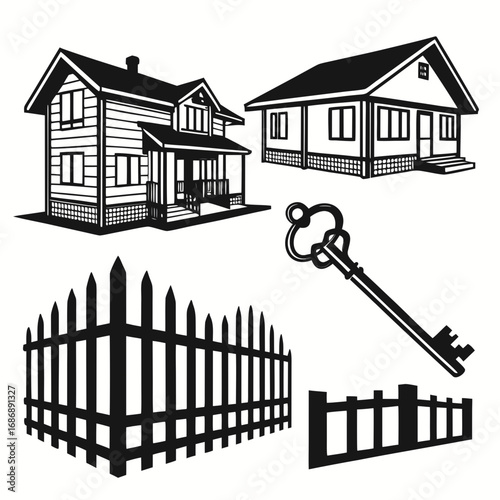 Houses fences and key home building