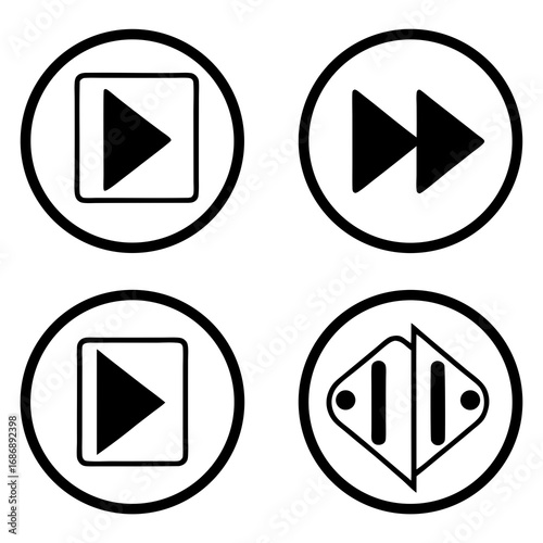 Media control icons play pause stop fast forward vector