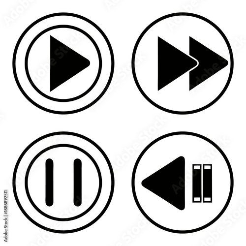 Media playback control symbols play icon pause icon