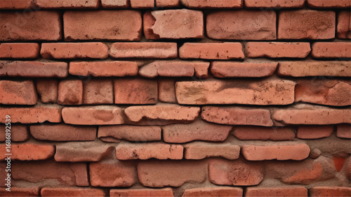 Brick wall background. Brick wall texture. Weathered red brick wall.