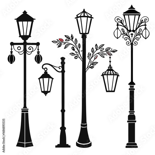 Ornate street lamps and lanterns street lights lampposts