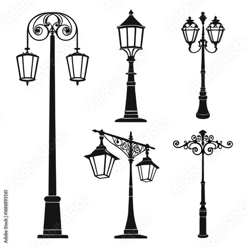 Ornate streetlights and lanterns decorative vintage