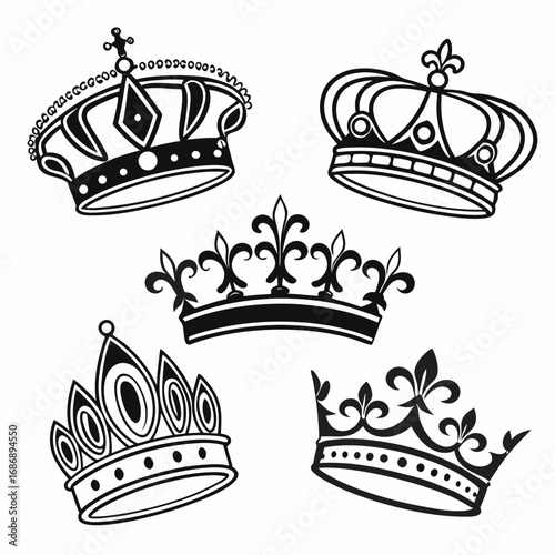Royal crowns and tiaras silhouettes regal monarchy